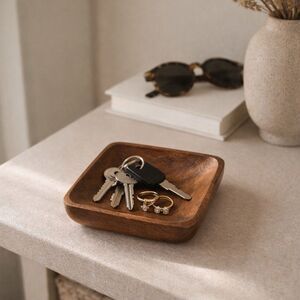 TAG Wood Square Bowl Dish 4.5” Rustic Catchall Tray Trinket Decor Philippines